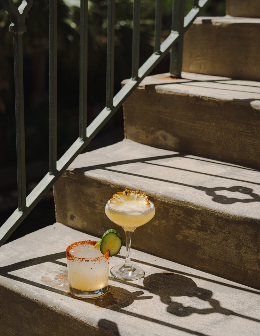 Margaritas on the stone steps at Dorrego's